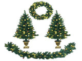 4 Pieces Christmas Decoration Set with Garland Wreath and Entrance Trees 60546859