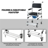 2-in-1 Aluminum Commode Shower Wheelchair Bath/Toilet Use, Adjustable Height , Foldable 55445089