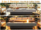 Rectangle Propane Fire Pit Table, Modern 2in1 Outdoor Firepit Table with 3Level Adjustable Height W853P553906