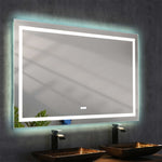 ZUN 60 in. W x 36 in. H Frameless LED Single Bathroom Vanity Mirror in Polished Crystal 74376911