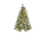 7 FT PreLit Flocked Artificial Christmas Tree, PreStrung LED Lights with White Plastic Ornament N769P523100W