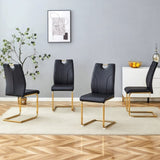 ZUN Black PU Dining Chair Set.Uniquely designed black dinings. PU material, paired with gold metal W2920P233520