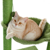 ZUN Cat Tree Scratcher Cactus With Cat Scratching Post Hammock Interactive Ball Green 29427516