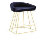 Contemporary Counter Stool in Gold with Blue Velvet - Set of 2 B202P221840