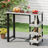 Courtyard Table with Tempered Glass Top Outdoor Bar Table 43.5" x 22" x 41" 77973843
