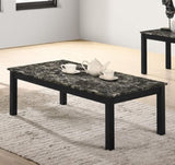 ZUN Contemporary Black Faux Marble Top 1x Coffee Table and 2x End Tables 3pc Coffee Table Set Living B011P237499