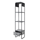 Concrete Grey and Black 2-shelf Side Pier with 1 Drawer B062P186549