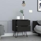 Augusta 2 Nightstand , End Table, Side Table Four Legs, Two Drawers -Black B07092070
