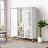 Modern Mobile Closet Armoire - 31.5"x14.5"x58" Size, Visible Doors, Adjustable Shelves & Hanging 85119250