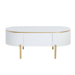 ZUN ACME Daveigh Coffee Table, White High Gloss & Gold Finish LV02464