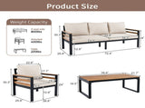 GO 4-Piece Outdoor Furniture Sofa Set for 5 People Acacia Wood Armrests, Patio Conversation Set 17993657