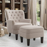 ZUN Chair with Ottoman Linen Beige T3117P263845