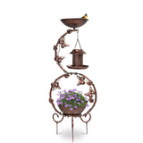 ZUN 37.8 inch Bird Bath and Solar Bird Feeders Combo with Flower Planter Pedestal, Weather Resistant 60319630