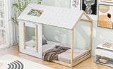 Twin Size House Platform with Roof and Window , WhiteNatural WF312208AAN