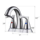 2 Handle 4 Inch Centerset Bathroom Sink Faucet with Pop-Up Drain, Brushed Nickel W122460799