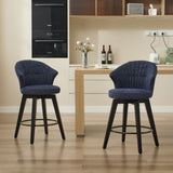 008-Wing Back Swivel Bar Stools Set of 2 - 25" Counter Height Adjustable Stools with Solid Wood Legs W2636P239837