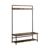 Chestnut and Dark Bronze Hall Tree with 5 Coat Hooks B062P153577