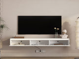 High-gloss suspended TV cabinet. Wall Mounted TV Shelf with Led Lights & Power Outlet,H Cabinet for W1321P351899