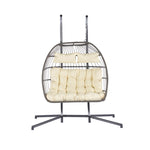 ZUN 2 Person Outdoor Rattan Hanging Chair Patio Wicker Egg Chair W87472176