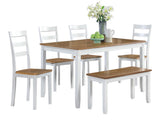 Contemporary 6pc Set Table w 4x Side Chairs And Bench Wooden Seats Chairs Rubber Solid wood B011P504985