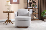 035-Boucle Fabric Swivel Accent Chair With Soild Wood Round Brown Base Leg,Light Gray W527134463