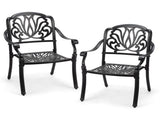 Patio Chairs Set of 2 - Stackable Outdoor Cast Aluminum Dining Chairs with Vintage Black Finish and 95547480