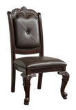 Beautiful Hand Carved Formal Traditional Dining Side Chair with Faux Leather Upholstered Padded Seat B011P145131