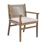 ZUN Outdoor Dining Chairs Set of 2, Acacia Wood Patio Armchair with Rope Design Back and Water Repellent N779P224995B