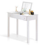 ZUN Small White Vanity Table with Flip-Top Mirror and 2 Drawers, Jewelry Storage for Women Dressing W76056865