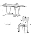 ZUN Rustic 5-piece Dining Table Set with 4 Upholstered Chairs, 59-inch Rectangular Dining Table with 26012083