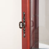 Lighted Corner Curio Cabinet with Tempered Glass Doors & Shelves - Elegant Cherry Display Case with W1758P294650