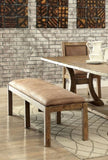ZUN Rustic Elegance Brown Fabric Seat 1pc Bench Bold Sturdy Design Rustic Oak Solidwood Frame Dining B011P200230