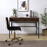 Oak and Black 1-Drawer Writing Desk with USB Port B062P209217