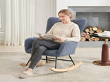 Teddy Fabric Wingback Glider Rocker with Side Storage Pocket, Soft Comfy Nursing Rocking Chair, 63017357