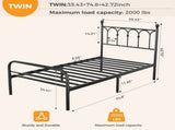 Twin Metal Platform Bed Frame with Steel Slat Support, Underbed Storage, No Box Spring Needed, Easy 91517402