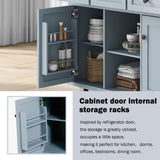 Kitchen Cart with Rubber wood Drop-Leaf Countertop ,Cabinet door internal storage racks,Kitchen WF298028AAN