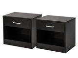2pcs Night Stands with Drawer Black 55876519