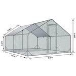 ZUN Large Metal Chicken Coop Walk-in Poultry Cage Hen Run House Rabbits Habitat Cage Spire Shaped Coop 04013074