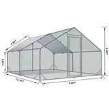 ZUN Large Metal Chicken Coop Walk-in Poultry Cage Hen Run House Rabbits Habitat Cage Spire Shaped Coop 04013074