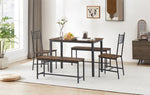 ZUN Dining Table Set, Barstool Dining Table with 2 Benches 2 Back Chairs, Industrial Dining Table for 46861734