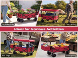 Foldable Utility Wagon,Adjustable Handle Outdoor Wagon, Puncture-Proof Wheels with Brakes, Removable 09225941