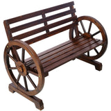 2-Person Wooden Wagon Wheel Bench for Backyard, Patio, Porch, Garden, Outdoor Lounge Furniture W465P222613