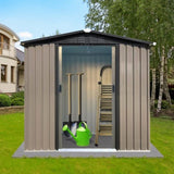 ZUN Outdoor storage sheds 4FTx6FT Apex roof brown with Sliding Doors W1350P232286