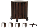 4-Piece Stackable Nesting Stools Set with Lockable Rolling Base, Solid Rubber Wood Dining Stools for 46625530