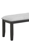 ZUN 1pc Transitional Upholstered Dining Bench Light Gray Upholstery Black Finish Legs Nailhead Tufted B011P196929