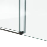 60*76 "Fixed & Sliding Shower Door, Square Tube Hardware, Clear Glass Shower Door, 3/8 SGCC 39529330