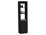 Linen Cabinet, 1 Door, 6 Shelves, Black B097P199754