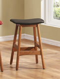 Solid Wood Walnut Finish Counter Height Stools Set of 2 Dark Brown Faux Leather Seat Mid-Century B011P172707