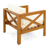 Outdoor Acacia Wood Club Wooden Armchair with Cushions , Conversation Set,Teak N770P264304B