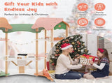 3-Tier Dollhouse with 7 Rooms & 31 Cute Furniture, MDFPine Wood Corner Design Kids Toy 08995509